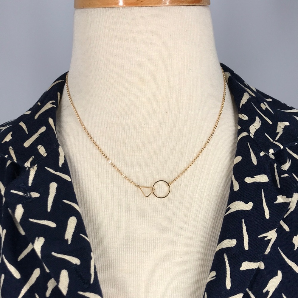 Geometric Interlocking Triangle & Circle Necklace… - image 2